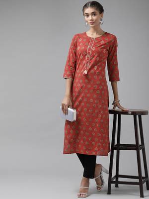 Red embroidered cotton kurtas-and-kurtis 5
