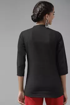 Black embroidered cotton cotton-tops
