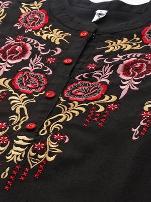 Black embroidered cotton cotton-tops 4