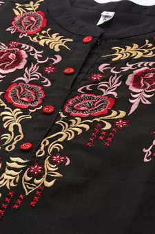 Black embroidered cotton cotton-tops