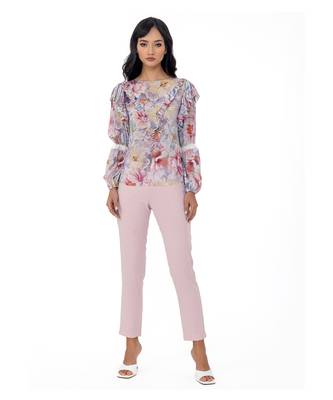 Blouson Sleeves Top With Ruffles 1