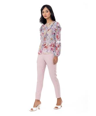 Blouson Sleeves Top With Ruffles 3