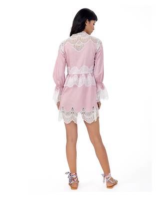 Lace Cutwork Dress with Blouson Sleeves 2