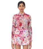 Floral Printed Shirt with  Blouson Sleeves