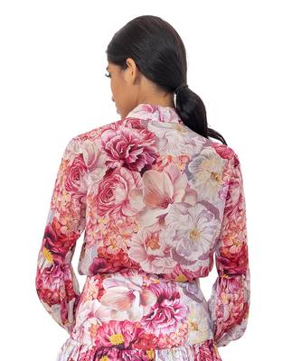 Floral Printed Shirt with  Blouson Sleeves 2