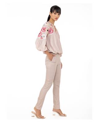 Blouson Sleeves Top with Cutwork Floral Embroidery 3