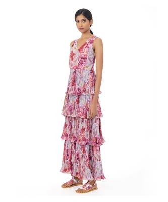 Sleeveles Floral Printed Maxi Dress   3