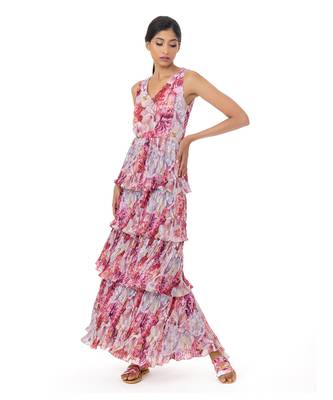 Sleeveles Floral Printed Maxi Dress   4