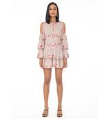 Cold Shoulder Dress With Floral Embroidery 