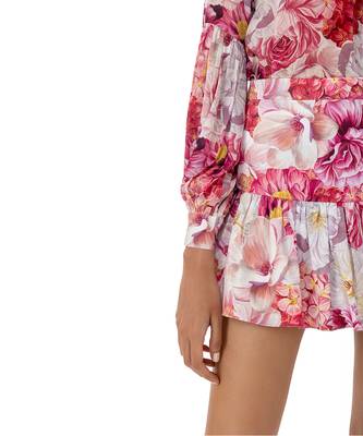 Flared Floral Printed Skirt With Ruffled Hem 3