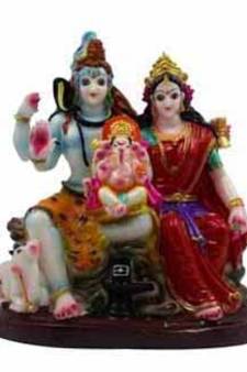 ESVAR STONECRAFT Poly Resin Hand Made Sculpture of Shiv Parivar