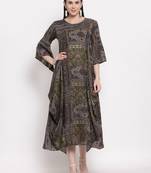 Black printed viscose rayon short-dresses