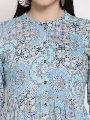 Blue printed cotton maxi-dresses 3