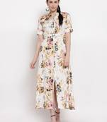 Pink printed viscose rayon maxi-dresses