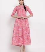 Pink printed cotton maxi-dresses