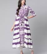 Purple printed viscose rayon short-dresses