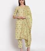 Light-green printed cotton cotton-kurtis