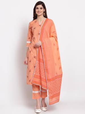 Peach printed cotton cotton-kurtis 1