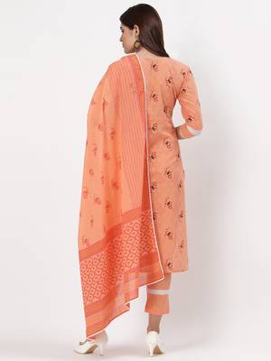 Peach printed cotton cotton-kurtis 2