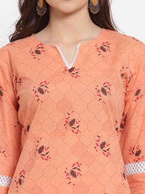 Peach printed cotton cotton-kurtis 3