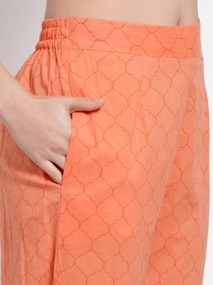 Peach printed cotton cotton-kurtis 5