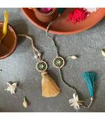 Kundan Rakhi Lumba Set - Black and red