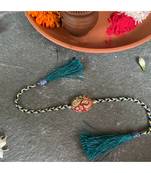 Tanjore Pearl Rakhi - Red and Green