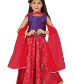 Pink printed brocade stitched lehenga