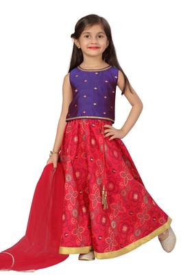 Pink printed brocade stitched lehenga 2