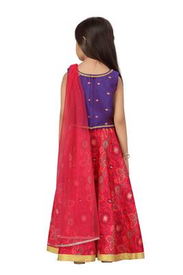 Pink printed brocade stitched lehenga 3