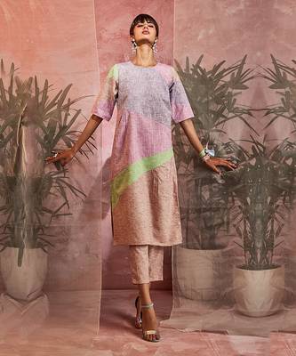 Multicolored Paneled Kurta With Pant  1