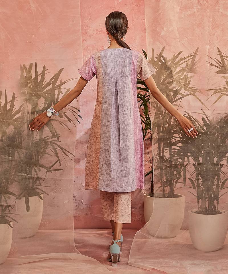 Multicolored Double Side Pocket Kurta With Pant 