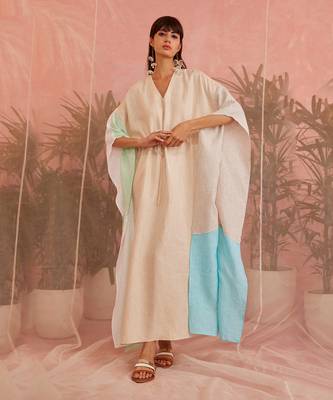 Multicolored Linen Paneled Kaftan 3
