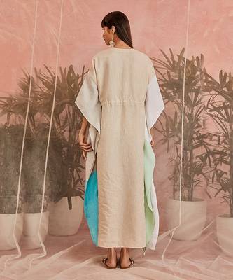 Multicolored Linen Paneled Kaftan 5