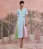 Multicolored Mid Length Wrap Around Dress