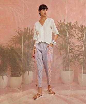 Sprinkled Off-White Top With Multicolored Pant 2