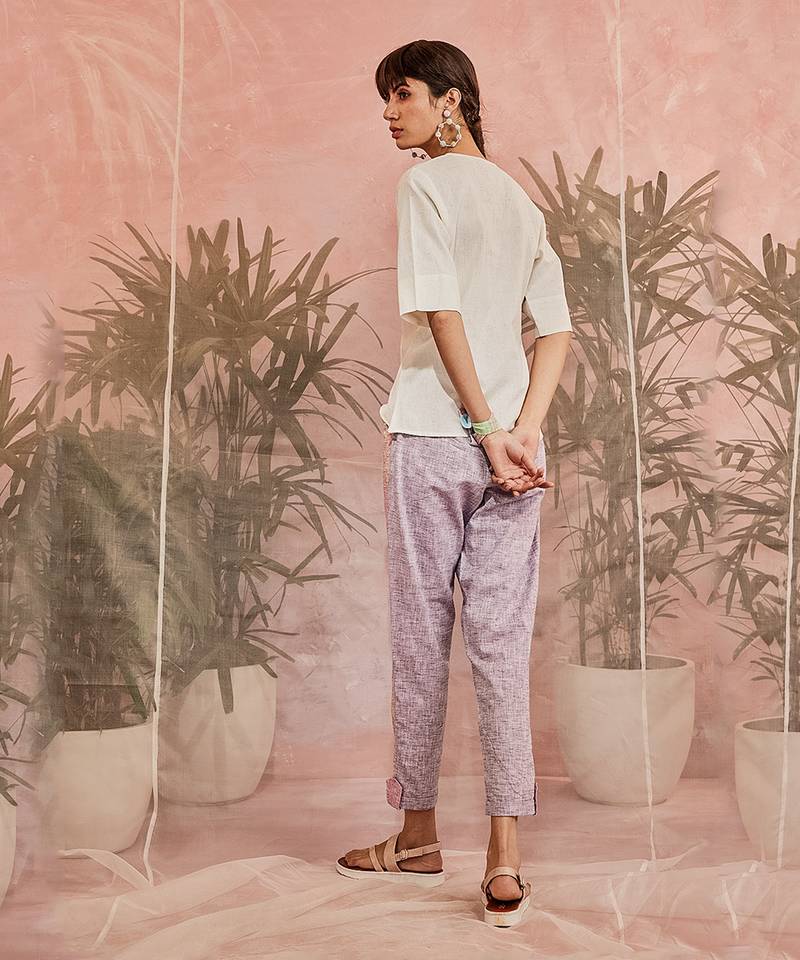 Sprinkled Off-White Top With Multicolored Pant