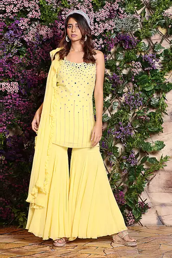 Yellow Sharara Set
