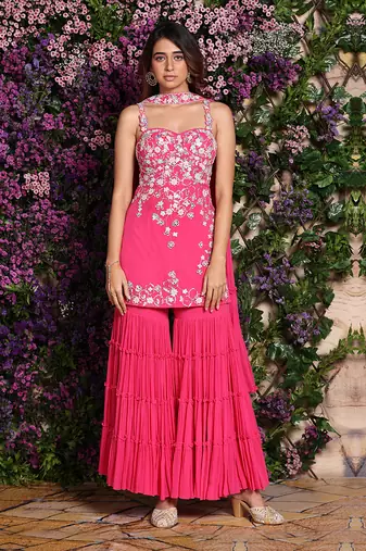 Hot Pink Sharara Set