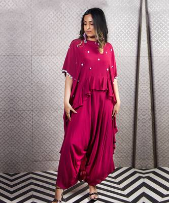 Wine Dhoti Kurta Set 1
