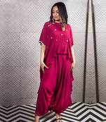 Wine Dhoti Kurta Set