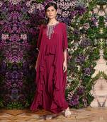 Assymetrical Emroidered Top With Dhoti Pants