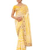 Yellow embroidered georgette saree with blouse