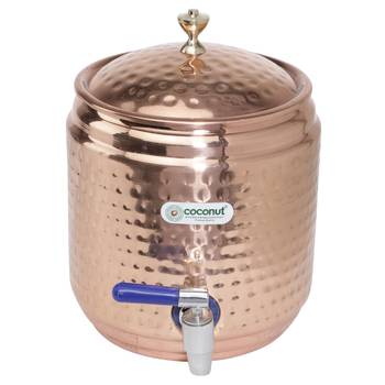 Coconut hammered copper matka /Pot/ Dispenser with stand 5 litre capacity 1