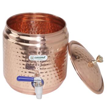 Coconut hammered copper matka /Pot/ Dispenser with stand 5 litre capacity 2