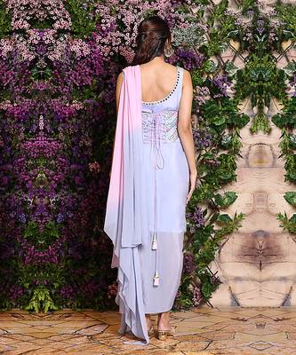 Ombre Drape Dress With Belt 2