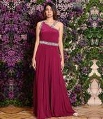 Wine Gown With Embroidery