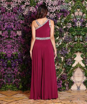 Wine Gown With Embroidery 2