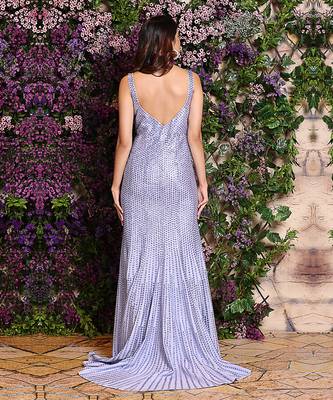 Lilac Embroidered Trail Gown 2