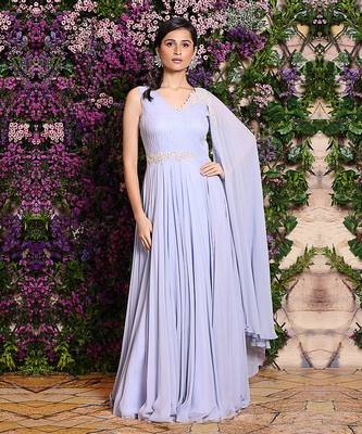  Lilac One Shoulder Embroidered Gown 1